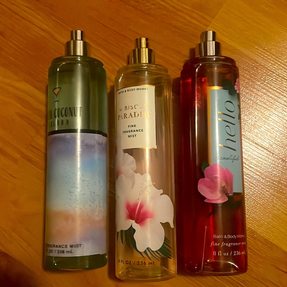 three pack of bath and body works body spray!!